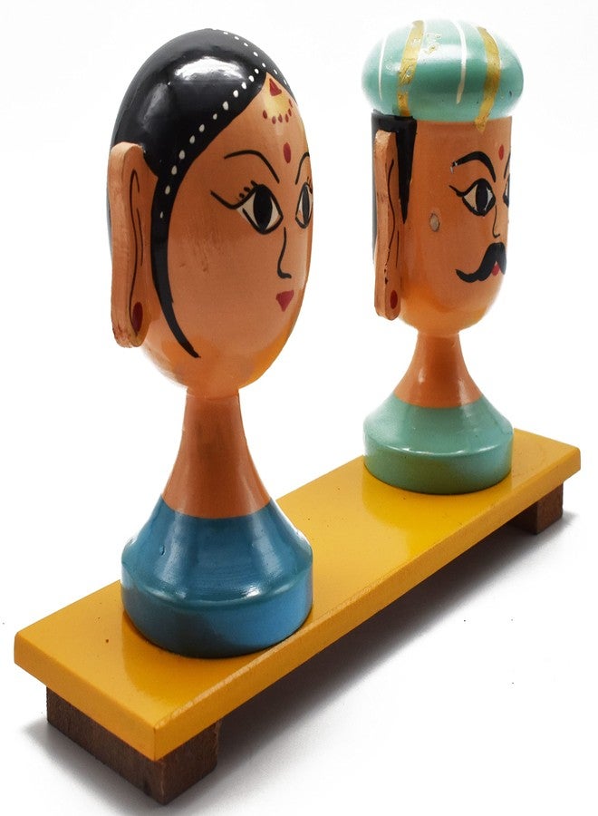 justhandmade Traditional Boy and Girl Doll | Wooden Pair Dolls | Girl Boy Dolls |Wooden Dolls | Golu Bommai (Blue) - Image 5
